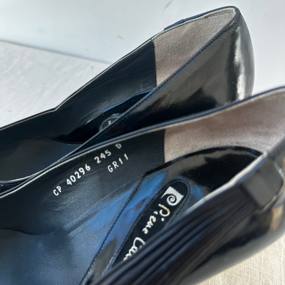 Pierre Cardin Vintage Black Patent Leather Heels Party‎ Career Pumps Size 6.5 - Picture 2 of 10